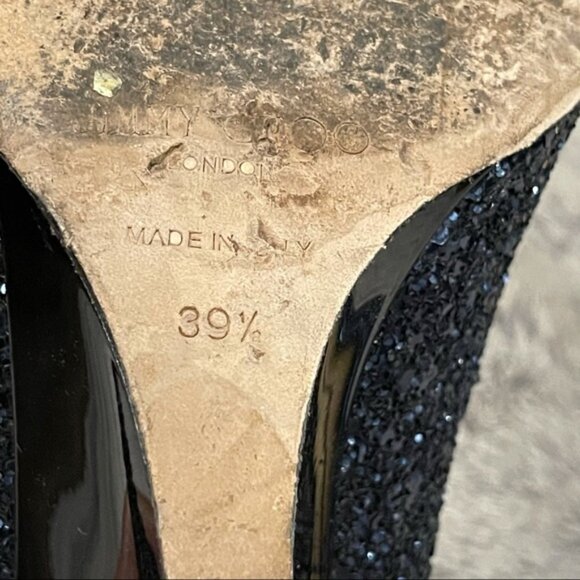 Jimmy Choo Black Glitter Heels - Picture 5 of 8